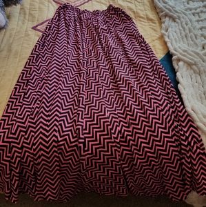 Pink and Black Chevron Print Skirt